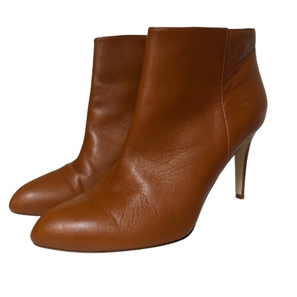 J. Crew Brown Italian Leather Pointed Toe High Heel Ankle Boots Booties Size 11 - Picture 2 of 15
